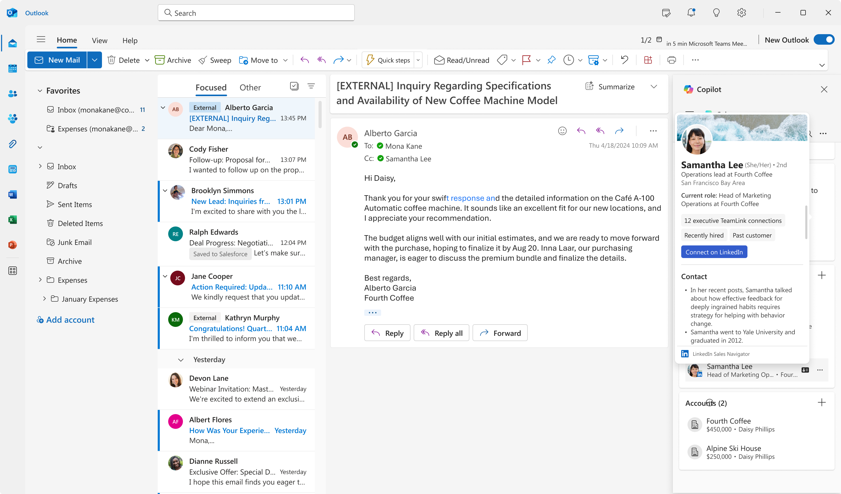 Microsoft LinkedIn integration